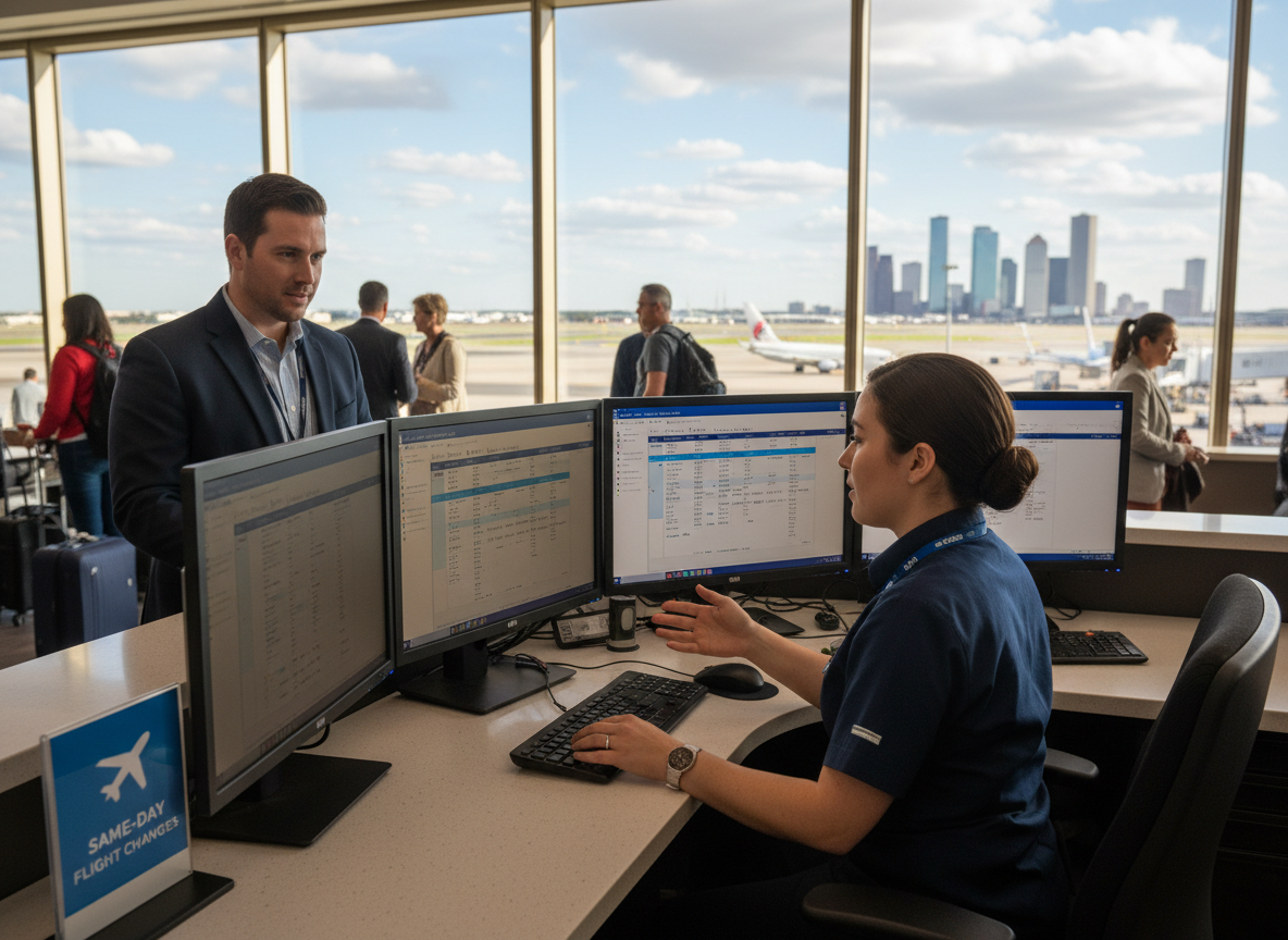 Same-Day Flight Changes in Houston